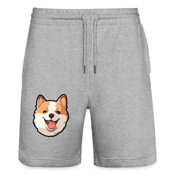 Akita Hund Rasse Aquarell Cartoon Kawaii Clipart - Stanley/Stella Unisex Bio Joggingshorts Trainer  - Grau meliert - Vorne - Nik (191cm) & Marisol (170cm)