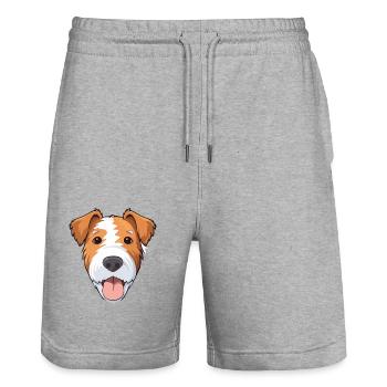 Draht Foxterrier Hunderasse Aquarell Karikatur Kawa - Stanley/Stella Unisex Bio Joggingshorts Trainer  - Grau meliert - Vorne - Nik (191cm) & Marisol (170cm)