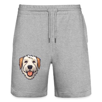 Soft Coated Wheaten Terrier Dog Breed Watercolor C - Stanley/Stella Trainer Unisex Organic Jogging Shorts - heather grey - Front - Nik (191cm) & Marisol (170cm)