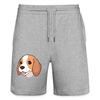 Beagle Dog Breed Watercolor Cartoon Kawaii Clipart - Stanley/Stella Trainer Unisex Organic Jogging Shorts - heather grey - Front - Nik (191cm) & Marisol (170cm)