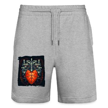 The heart, the engine of life - Stanley/Stella Trainer Unisex Organic Jogging Shorts - heather grey - Front - Nik (191cm) & Marisol (170cm)