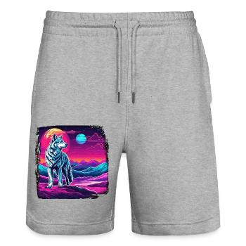 Wolf / Rudel / Wald / Wild / Tierwelt / heulen - Stanley/Stella Unisex Bio Joggingshorts Trainer  - Grau meliert - Vorne - Nik (191cm) & Marisol (170cm)