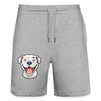 Dogue Argentino chien race aquarelle dessin animé Kawaii - Short de jogging bio TRAINER Stanley/Stella unisexe - gris chiné - Devant - Nik (191cm) & Marisol (170cm)