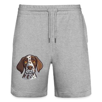 Deutsch Kurzhaar Vorstehhund Rasse Aquarell ca - Stanley/Stella Unisex Bio Joggingshorts Trainer  - Grau meliert - Vorne - Nik (191cm) & Marisol (170cm)