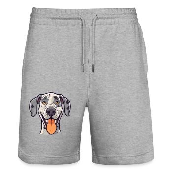 Deutsche Dogge Hunderasse Aquarell Karikatur Kawaii Cli - Stanley/Stella Unisex Bio Joggingshorts Trainer  - Grau meliert - Vorne - Nik (191cm) & Marisol (170cm)