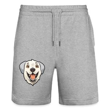 Grande race de chien des Pyrénées aquarelle dessin animé Kawaii - Short de jogging bio TRAINER Stanley/Stella unisexe - gris chiné - Devant - Nik (191cm) & Marisol (170cm)