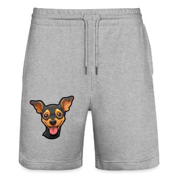 Miniature Pinscher Dog Breed Watercolor Cartoon Ka - Stanley/Stella Trainer Unisex Organic Jogging Shorts - heather grey - Front - Nik (191cm) & Marisol (170cm)