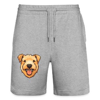 Lakeland Terrier Hunderasse Aquarell Karikatur Kawa - Stanley/Stella Unisex Bio Joggingshorts Trainer  - Grau meliert - Vorne - Nik (191cm) & Marisol (170cm)