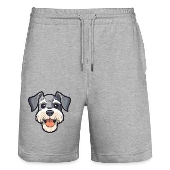Miniatur Schnauzer Hund Rasse Aquarell Cartoon K - Stanley/Stella Unisex Bio Joggingshorts Trainer  - Grau meliert - Vorne - Nik (191cm) & Marisol (170cm)