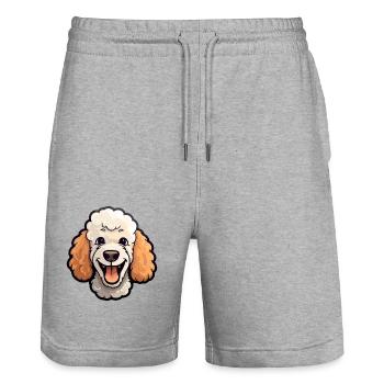 Pudel, Hund, Rasse, Aquarell, Cartoon, Kawaii, Clipart - Stanley/Stella Unisex Bio Joggingshorts Trainer  - Grau meliert - Vorne - Nik (191cm) & Marisol (170cm)
