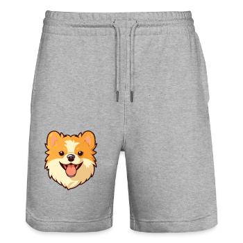 Pommersche Hunderasse Aquarell Karikatur Kawaii Cli - Stanley/Stella Unisex Bio Joggingshorts Trainer  - Grau meliert - Vorne - Nik (191cm) & Marisol (170cm)