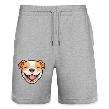Pitbull Dog Breed Watercolor Cartoon Kawaii Clipar - Stanley/Stella Trainer Unisex Organic Jogging Shorts - heather grey - Front - Nik (191cm) & Marisol (170cm)