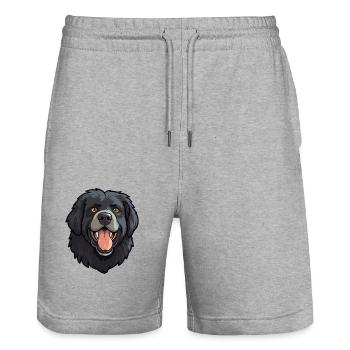 Newfoundland Dog Breed Watercolor Cartoon Kawaii C - Stanley/Stella Trainer Unisex Organic Jogging Shorts - heather grey - Front - Nik (191cm) & Marisol (170cm)
