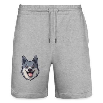 Norwegian Elkhound Dog Breed Watercolor Cartoon Ka - Stanley/Stella Trainer Unisex Organic Jogging Shorts - heather grey - Front - Nik (191cm) & Marisol (170cm)