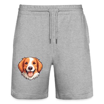 Nederlandse Kooikerhondje Dog Breed Watercolor Car - Short de jogging bio TRAINER Stanley/Stella unisexe - gris chiné - Devant - Nik (191cm) & Marisol (170cm)