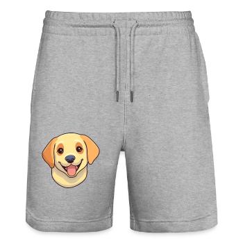 Labrador Retriever chien race aquarelle dessin animé Ka - Short de jogging bio TRAINER Stanley/Stella unisexe - gris chiné - Devant - Nik (191cm) & Marisol (170cm)
