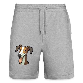Greyhound chien race aquarelle dessin animé Kawaii Clip - Short de jogging bio TRAINER Stanley/Stella unisexe - gris chiné - Devant - Nik (191cm) & Marisol (170cm)