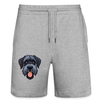 Schnauzer géant chien race aquarelle dessin animé Kawai - Short de jogging bio TRAINER Stanley/Stella unisexe - gris chiné - Devant - Nik (191cm) & Marisol (170cm)