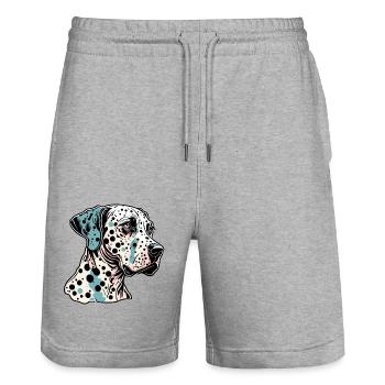Dalmatien / Chien / Animal / Animal de compagnie / Aboiement - Short de jogging bio TRAINER Stanley/Stella unisexe - gris chiné - Devant - Nik (191cm) & Marisol (170cm)