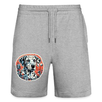 Dalmatiner / Hund / Tier / Haustier / bellen - Stanley/Stella Unisex Bio Joggingshorts Trainer  - Grau meliert - Vorne - Nik (191cm) & Marisol (170cm)