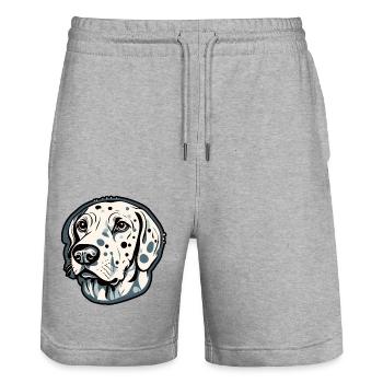 Dalmatiner / Hund / Tier / Haustier / bellen - Stanley/Stella Unisex Bio Joggingshorts Trainer  - Grau meliert - Vorne - Nik (191cm) & Marisol (170cm)