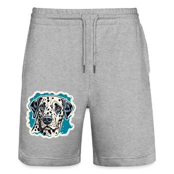 Dalmatien / Chien / Animal / Animal de compagnie / Aboiement - Short de jogging bio TRAINER Stanley/Stella unisexe - gris chiné - Devant - Nik (191cm) & Marisol (170cm)