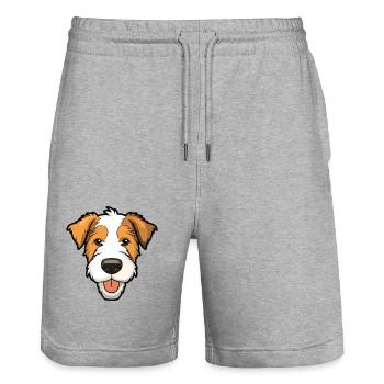 Draht Foxterrier Hunderasse Aquarell Karikatur Kawa - Stanley/Stella Unisex Bio Joggingshorts Trainer  - Grau meliert - Vorne - Nik (191cm) & Marisol (170cm)