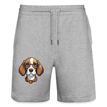 Beagle Hunderasse Aquarell Cartoon Kawaii Brille - Stanley/Stella Unisex Bio Joggingshorts Trainer  - Grau meliert - Vorne - Nik (191cm) & Marisol (170cm)