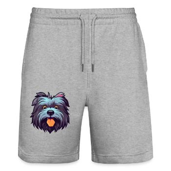 Skye Terrier Hunderasse Aquarell Karikatur Kawaii C - Stanley/Stella Unisex Bio Joggingshorts Trainer  - Grau meliert - Vorne - Nik (191cm) & Marisol (170cm)