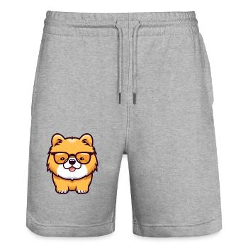 Chow Chow Dog Breed Watercolor Cartoon Kawaii Glas - Stanley/Stella Trainer Unisex Organic Jogging Shorts - heather grey - Front - Nik (191cm) & Marisol (170cm)