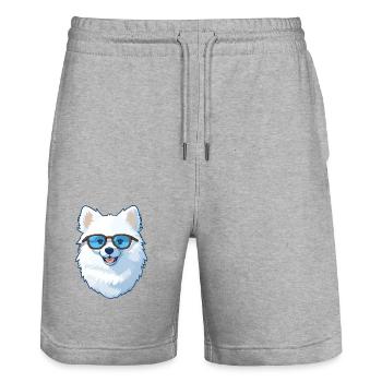Américain Esquimau chien race aquarelle dessin animé Kawai - Short de jogging bio TRAINER Stanley/Stella unisexe - gris chiné - Devant - Nik (191cm) & Marisol (170cm)
