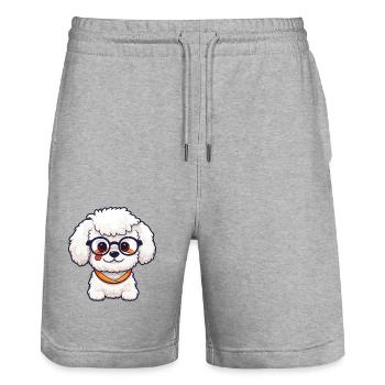 Bichon Frise Dog Breed Watercolor Cartoon Kawaii G - Stanley/Stella Trainer Unisex Organic Jogging Shorts - heather grey - Front - Nik (191cm) & Marisol (170cm)