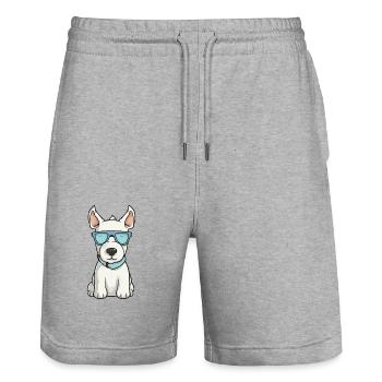 Bull Terrier chien race aquarelle dessin animé Kawaii G - Short de jogging bio TRAINER Stanley/Stella unisexe - gris chiné - Devant - Nik (191cm) & Marisol (170cm)