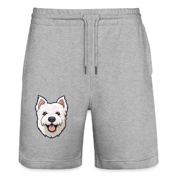 West Highland White Terrier Dog Breed Watercolor C - Stanley/Stella Trainer Unisex Organic Jogging Shorts - heather grey - Front - Nik (191cm) & Marisol (170cm)