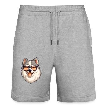 Alaska Malamute Hunderasse Aquarell Karikatur Kawa - Stanley/Stella Unisex Bio Joggingshorts Trainer  - Grau meliert - Vorne - Nik (191cm) & Marisol (170cm)