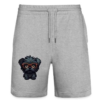 Affenpinscher Hunderasse Aquarell Karikatur Kawaii - Stanley/Stella Unisex Bio Joggingshorts Trainer  - Grau meliert - Vorne - Nik (191cm) & Marisol (170cm)