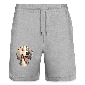 Saluki Dog Breed Watercolor Cartoon Kawaii Clipart - Stanley/Stella Trainer Unisex Organic Jogging Shorts - heather grey - Front - Nik (191cm) & Marisol (170cm)