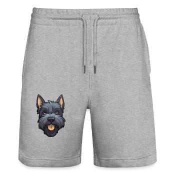Scottish Terrier Hunderasse Aquarell Karikatur Kawa - Stanley/Stella Unisex Bio Joggingshorts Trainer  - Grau meliert - Vorne - Nik (191cm) & Marisol (170cm)