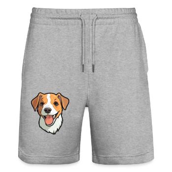 Russell Terrier Hunderasse Aquarell Cartoon Kawai - Stanley/Stella Unisex Bio Joggingshorts Trainer  - Grau meliert - Vorne - Nik (191cm) & Marisol (170cm)