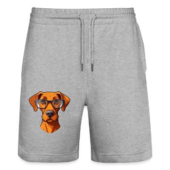Rhodesian Ridgeback chien race aquarelle dessin animé K - Short de jogging bio TRAINER Stanley/Stella unisexe - gris chiné - Devant - Nik (191cm) & Marisol (170cm)
