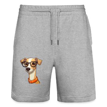 Whippet Dog Breed Watercolor Cartoon Kawaii Glasse - Stanley/Stella Trainer Unisex Organic Jogging Shorts - heather grey - Front - Nik (191cm) & Marisol (170cm)