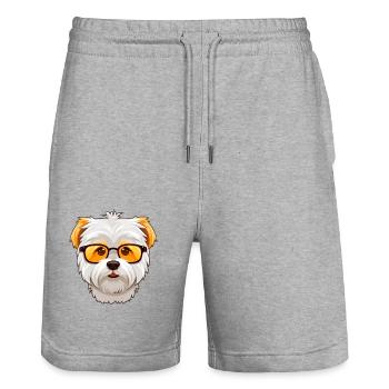 West Highland White Terrier Dog Breed Watercolor C - Stanley/Stella Trainer Unisex Organic Jogging Shorts - heather grey - Front - Nik (191cm) & Marisol (170cm)