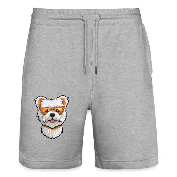 West Highland White Terrier Dog Breed Watercolor C - Stanley/Stella Trainer Unisex Organic Jogging Shorts - heather grey - Front - Nik (191cm) & Marisol (170cm)