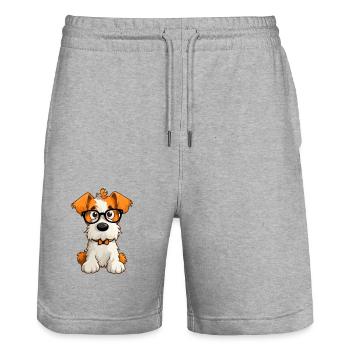 Draht Foxterrier Hunderasse Aquarell Karikatur Kawa - Stanley/Stella Unisex Bio Joggingshorts Trainer  - Grau meliert - Vorne - Nik (191cm) & Marisol (170cm)