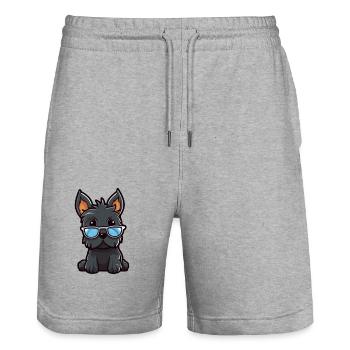 Scottish Terrier Dog Breed Watercolor Cartoon Kawa - Stanley/Stella Trainer Unisex Organic Jogging Shorts - heather grey - Front - Nik (191cm) & Marisol (170cm)