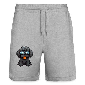 Portugiesischer Wasserhund Rasse Aquarell Cartoon Kawa - Stanley/Stella Unisex Bio Joggingshorts Trainer  - Grau meliert - Vorne - Nik (191cm) & Marisol (170cm)