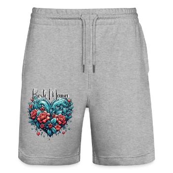 Herz / Muttertag / Liebe / Feiertage / Love - Stanley/Stella Unisex Bio Joggingshorts Trainer  - Grau meliert - Vorne - Nik (191cm) & Marisol (170cm)
