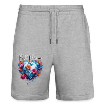 Herz / Muttertag / Liebe / Feiertage / Love - Stanley/Stella Unisex Bio Joggingshorts Trainer  - Grau meliert - Vorne - Nik (191cm) & Marisol (170cm)