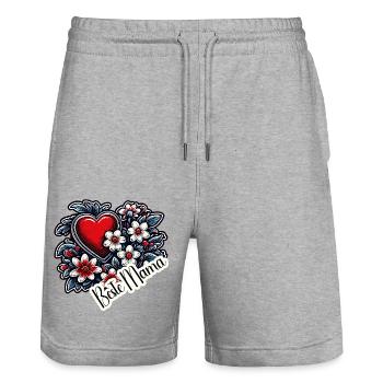 Coeur / Fête des Mères / Amour / Vacances / Amour - Short de jogging bio TRAINER Stanley/Stella unisexe - gris chiné - Devant - Nik (191cm) & Marisol (170cm)