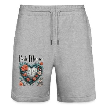 Coeur / Fête des Mères / Amour / Vacances / Amour - Short de jogging bio TRAINER Stanley/Stella unisexe - gris chiné - Devant - Nik (191cm) & Marisol (170cm)